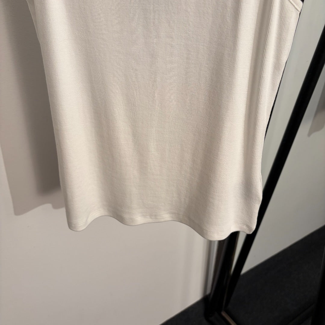 Sunves Capri Ribbed Tank Top in white, hem
