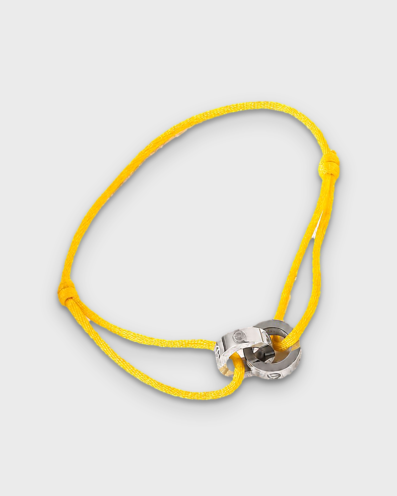 SUNVES MIDNIGHT BRACELET, yellow cord with silver rings, studio v3