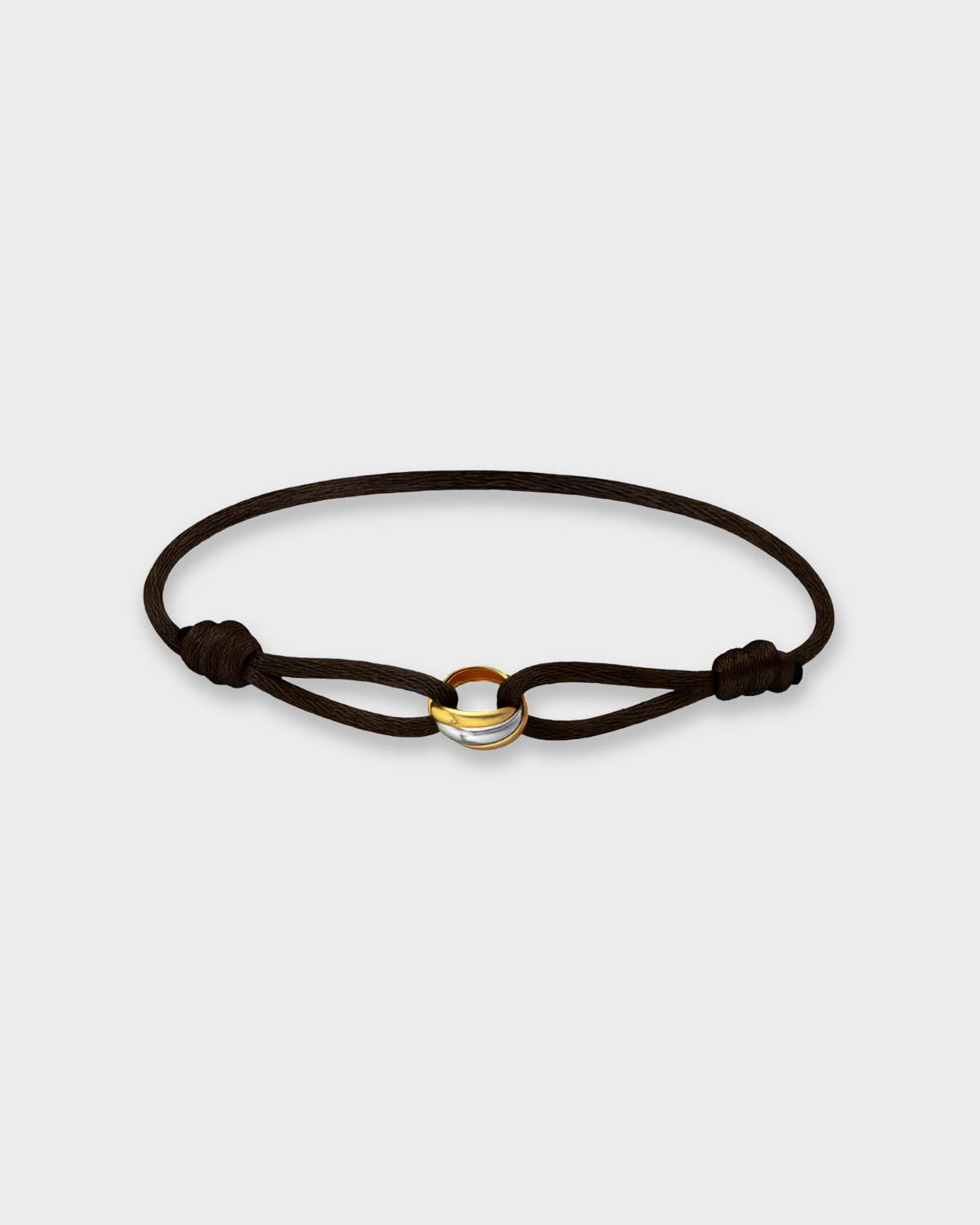 SUNVES LUSSO BRACELET in brown — adjustable cord bracelet with two interlocking rings