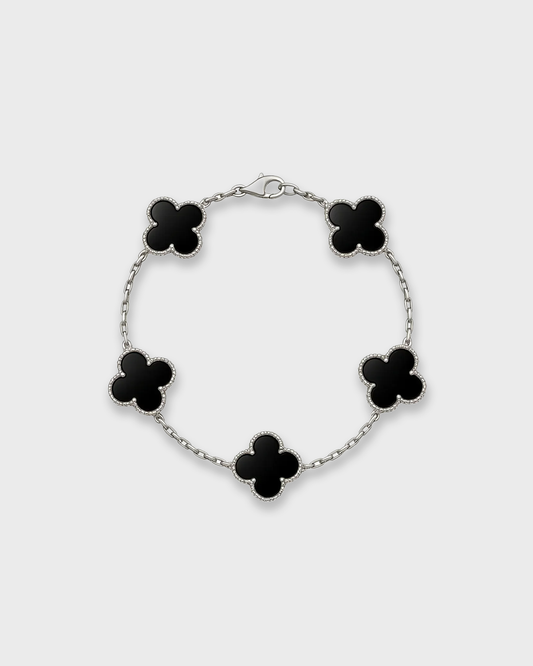 SUNVES FLOWER BRACELET in black silver — bracelet with a floral centrepiece