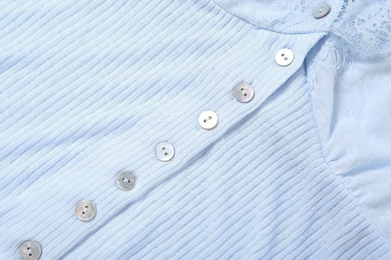 Sunves Aurelie Lace Trim Top, button close-up