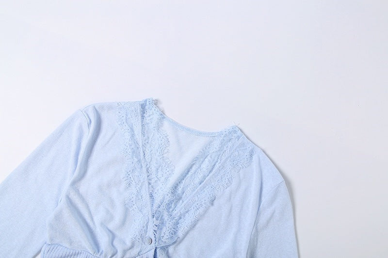 Sunves Aurelie Lace Trim Top, lace trim close-up