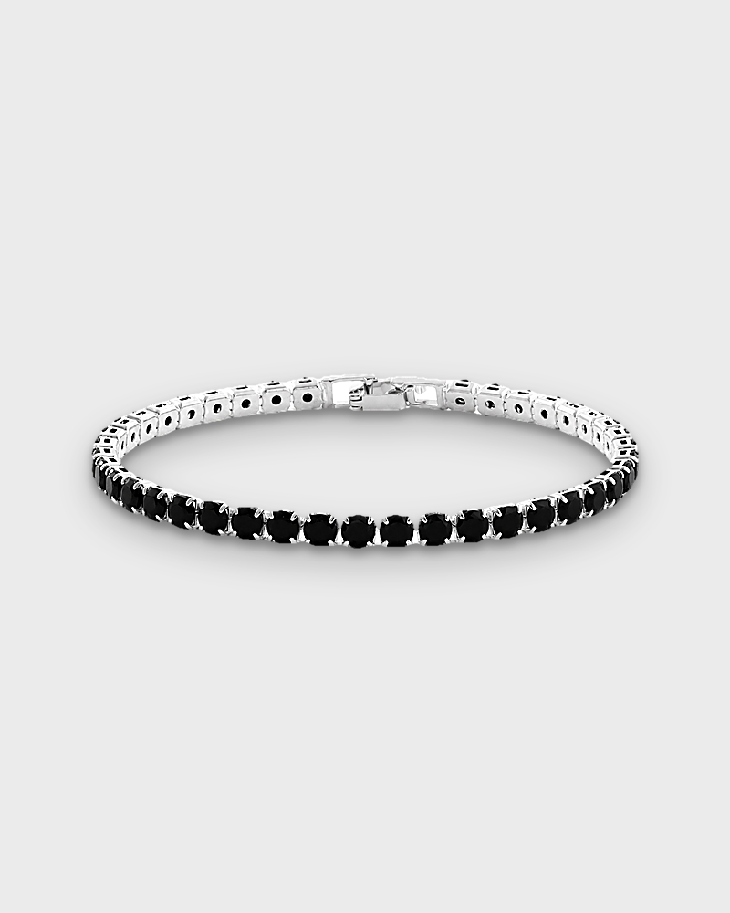 SUNVES AZURE BRACELET, black stones in silver, 17 cm, studio v3