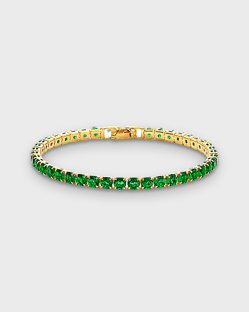 SUNVES AZURE BRACELET, green stones in gold, 17 cm, studio v3