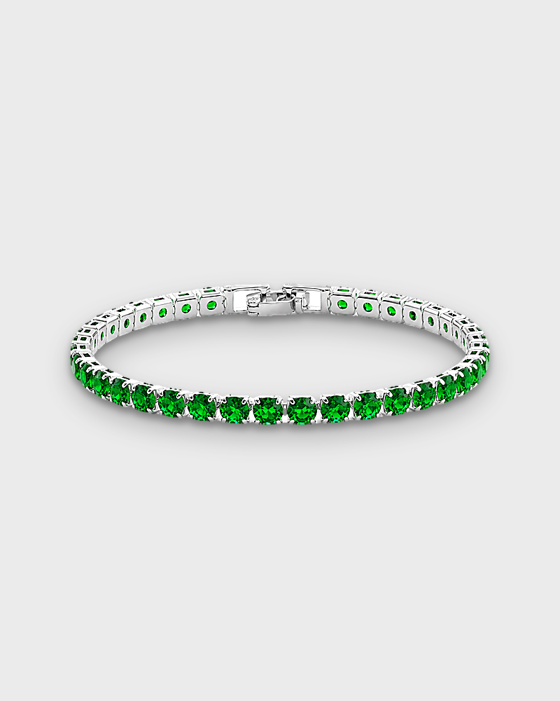 SUNVES AZURE BRACELET, green stones in silver, 17 cm, studio v3