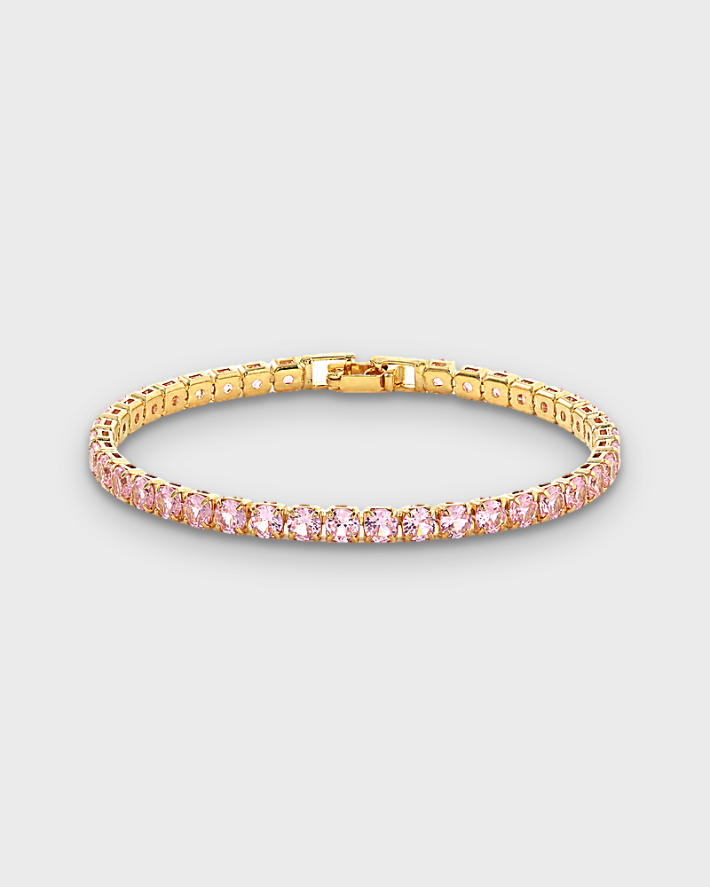 SUNVES AZURE BRACELET, pink stones in gold, 17 cm, studio v3