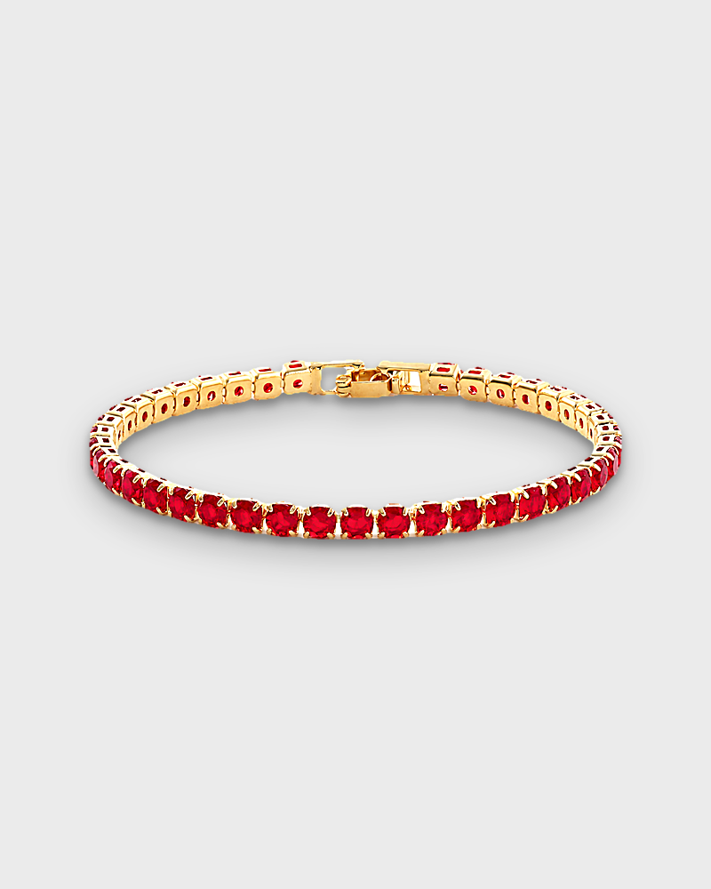 SUNVES AZURE BRACELET, red stones in gold, 17 cm, studio v3