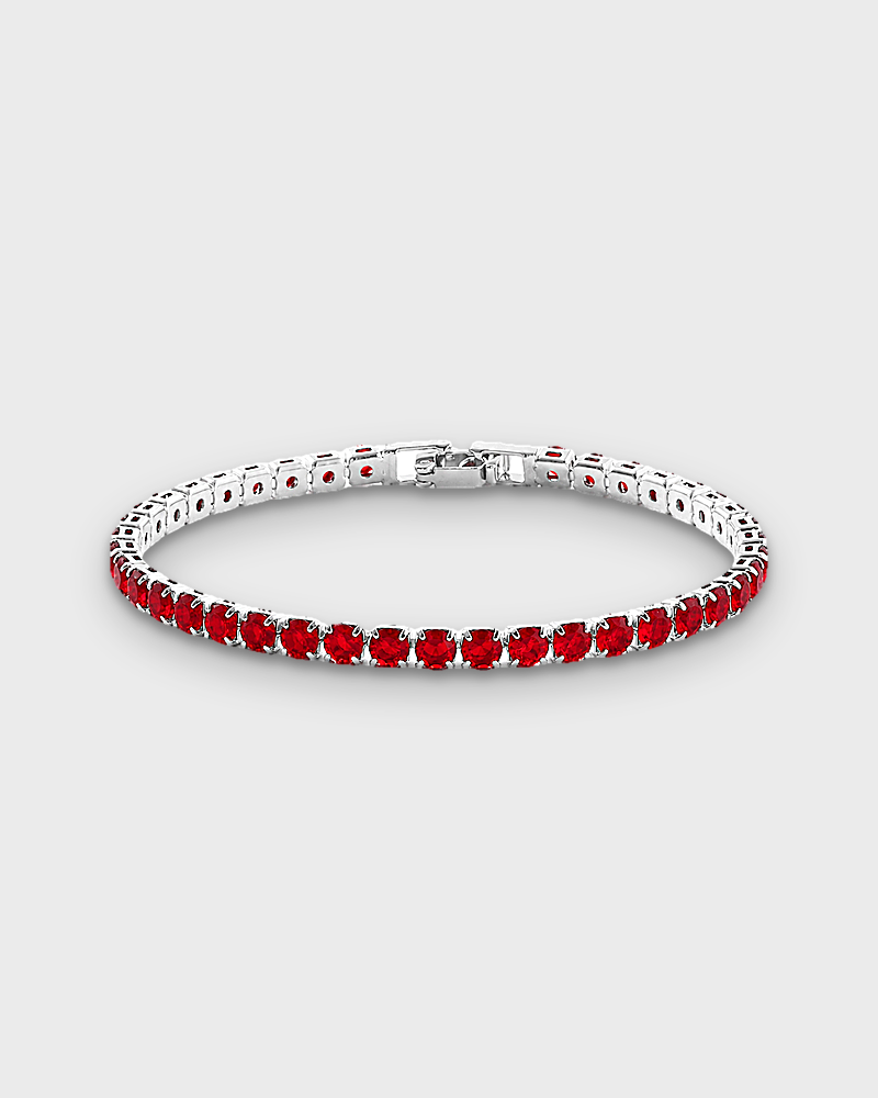 SUNVES AZURE BRACELET, red stones in silver, 17 cm, studio v3