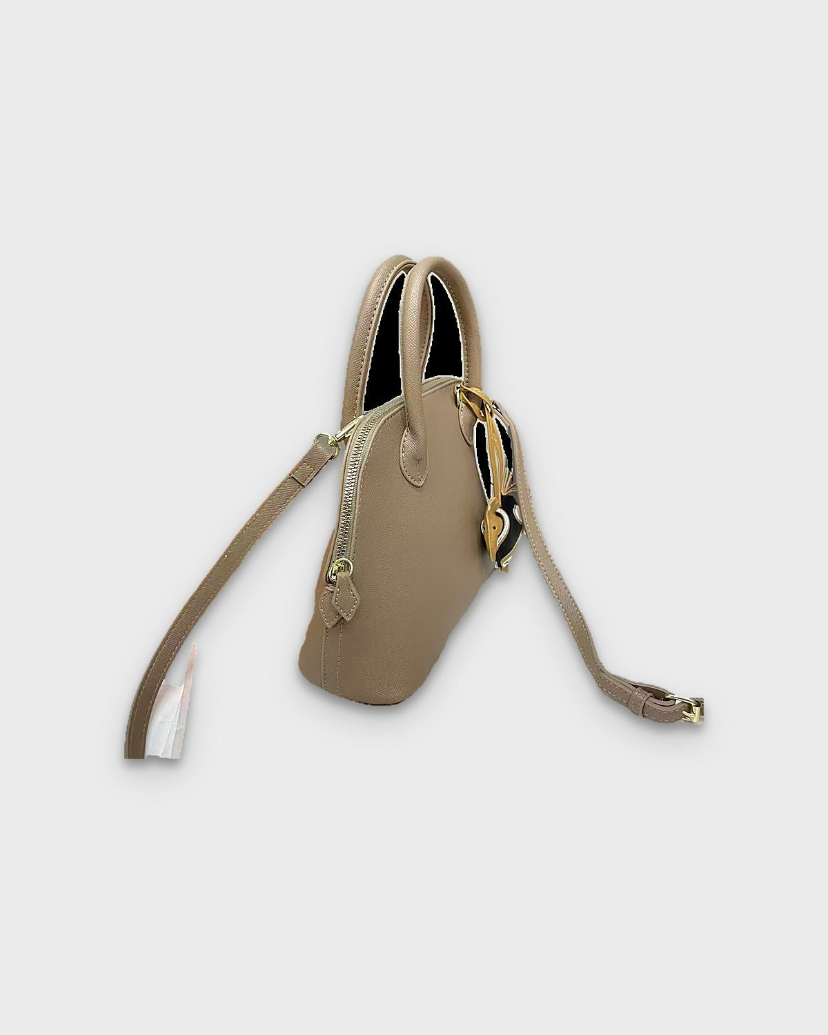 Sunves Camille Dome Bag in taupe, with shoulder strap, studio