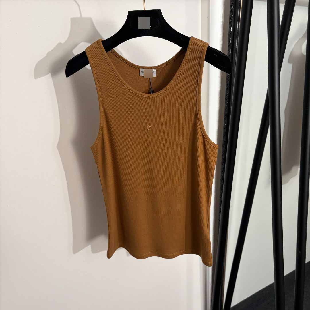 Sunves Capri Ribbed Tank Top in camel, front