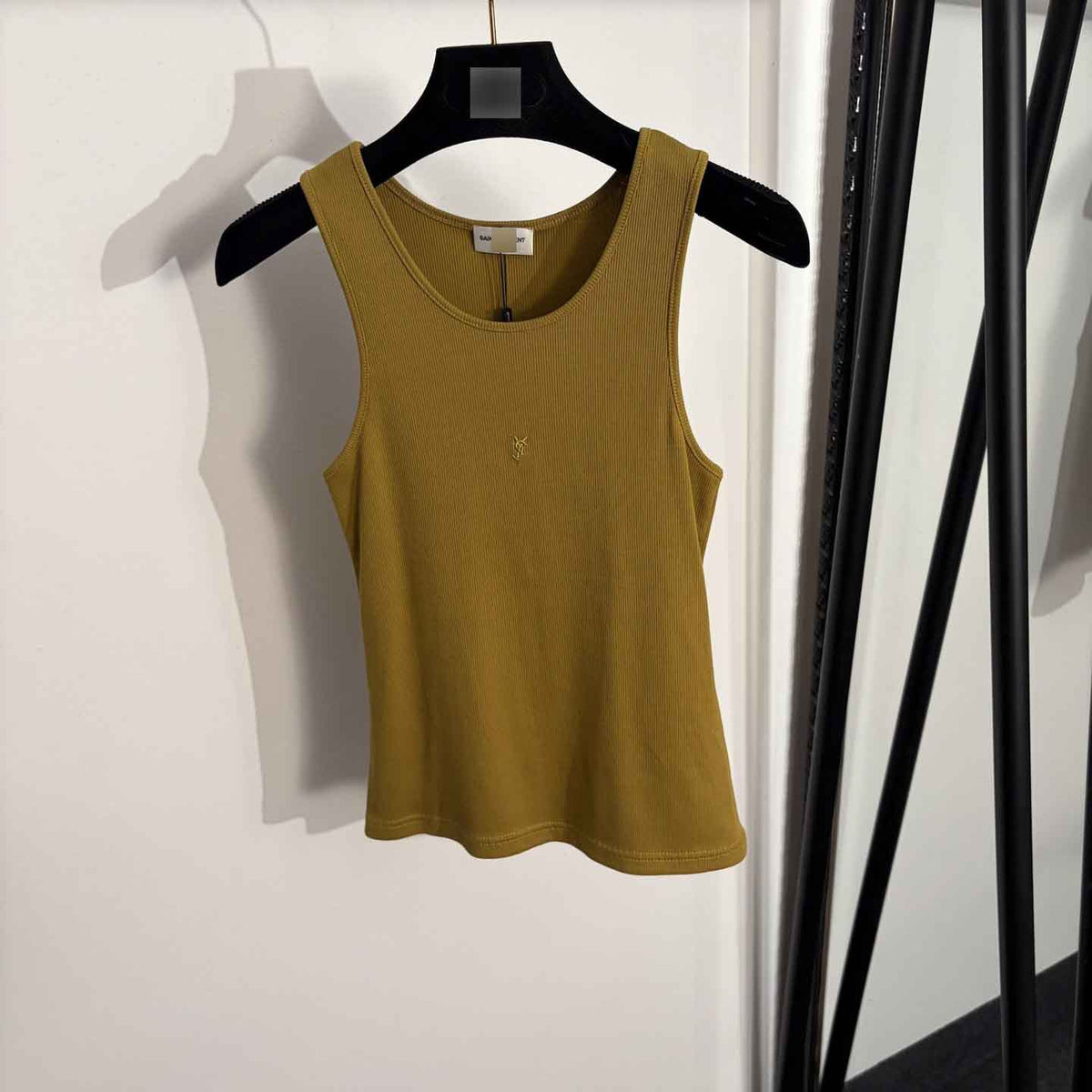 Sunves Capri Ribbed Tank Top in mustard, front