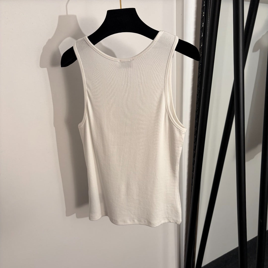 Sunves Capri Ribbed Tank Top in white, side