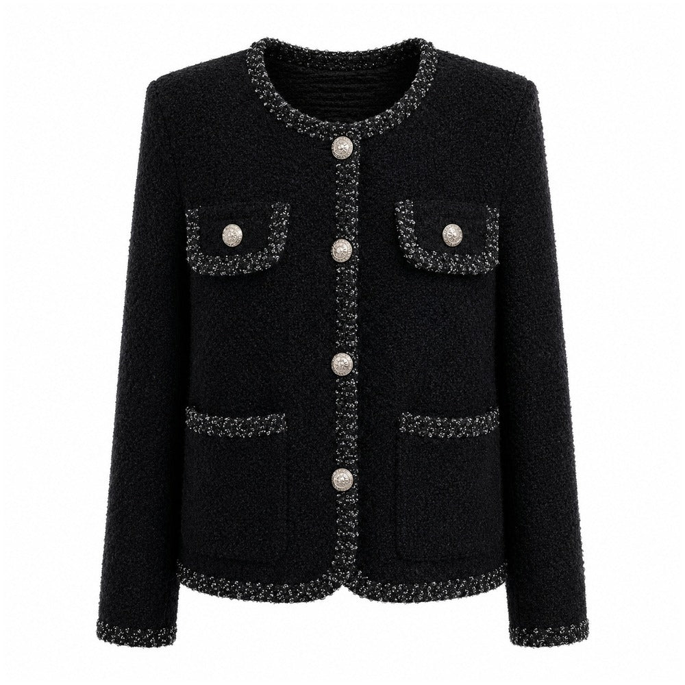 Sunves Braided Knit Jacket in black, flat
