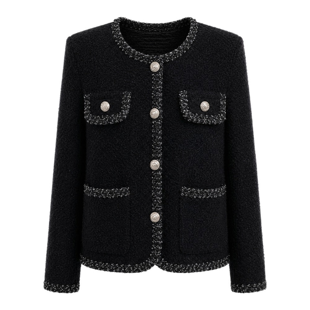 Sunves Braided Knit Jacket in black, front