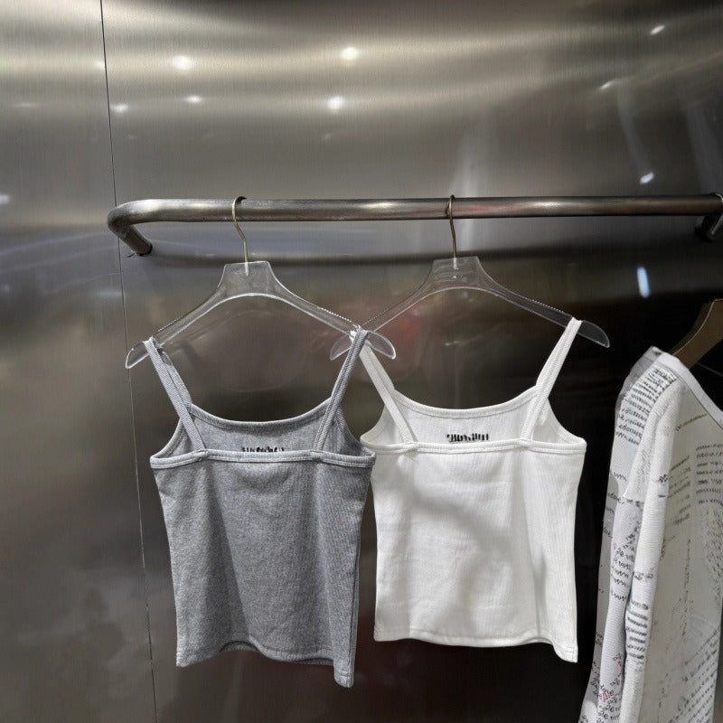 Sunves Rib Cami Top in grey and white, front