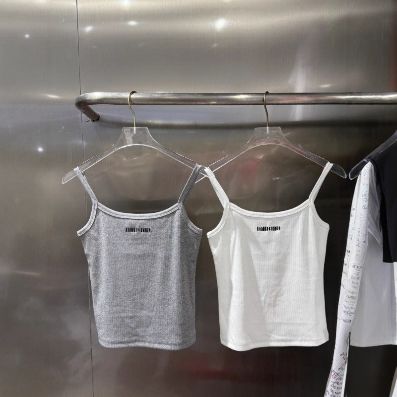 Sunves Rib Cami Top in grey and white