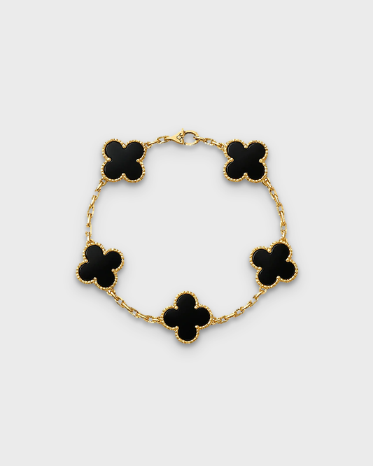 SUNVES FLOWER BRACELET in black, four-leaf clover chain bracelet, studio v3