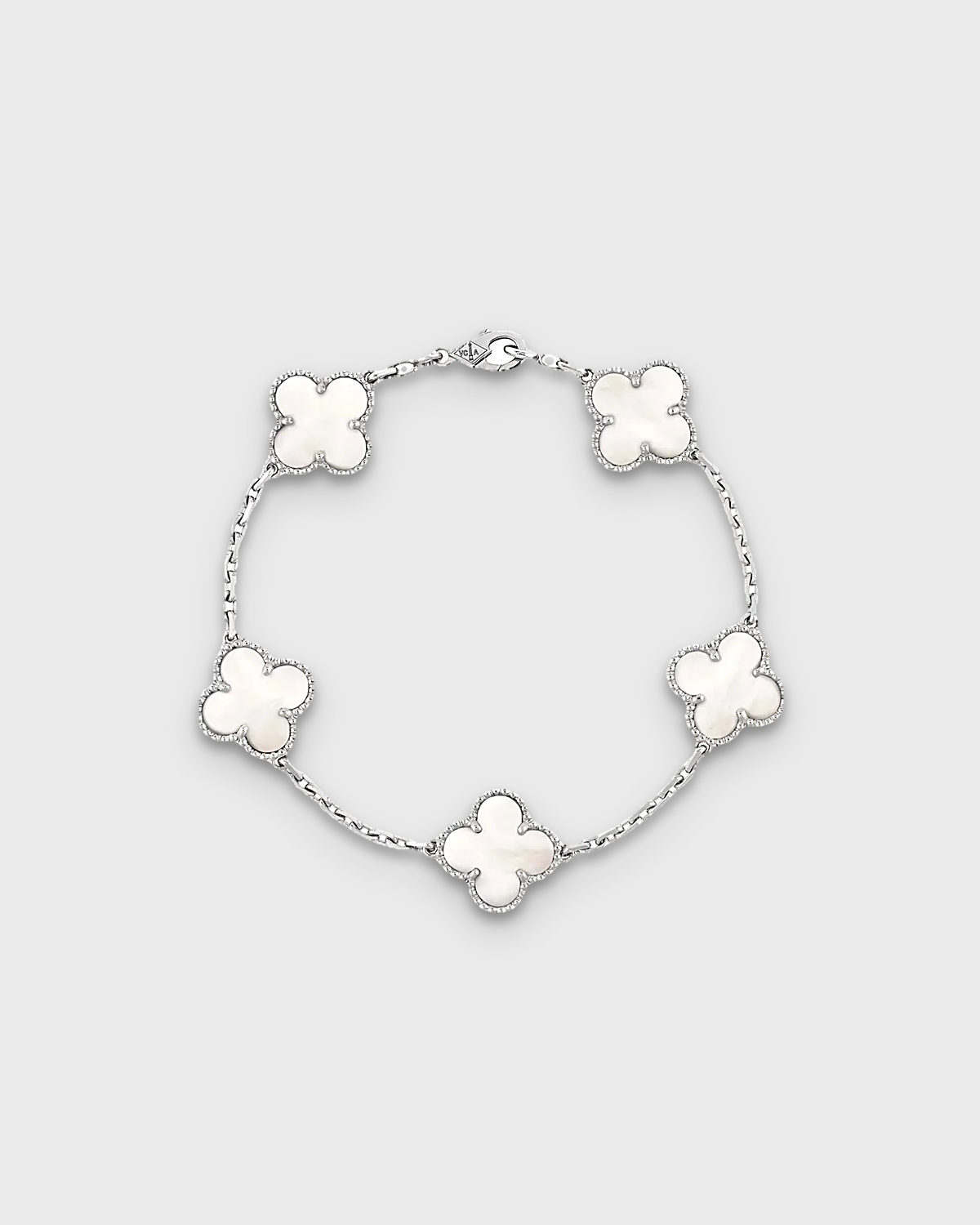 SUNVES FLOWER BRACELET in white silver, four-leaf clover chain bracelet, studio v3