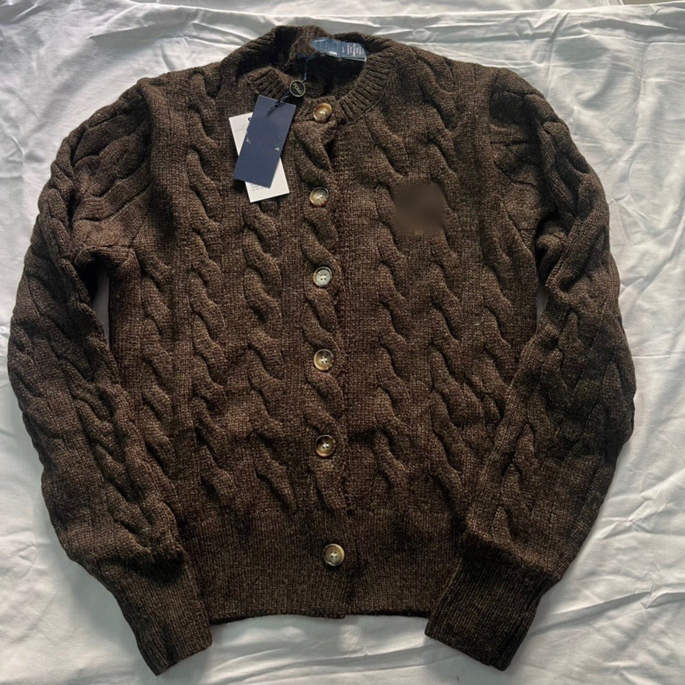 Sunves Cable Knit Cardigan in chestnut