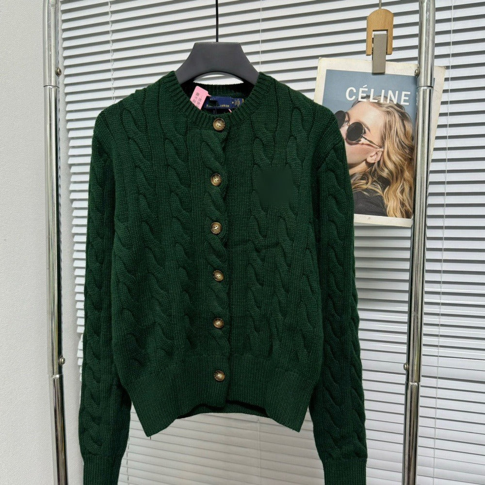 Sunves Cable Knit Cardigan in green