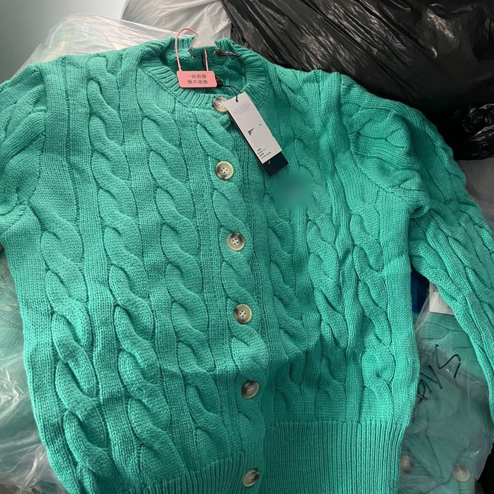 Sunves Cable Knit Cardigan in mint