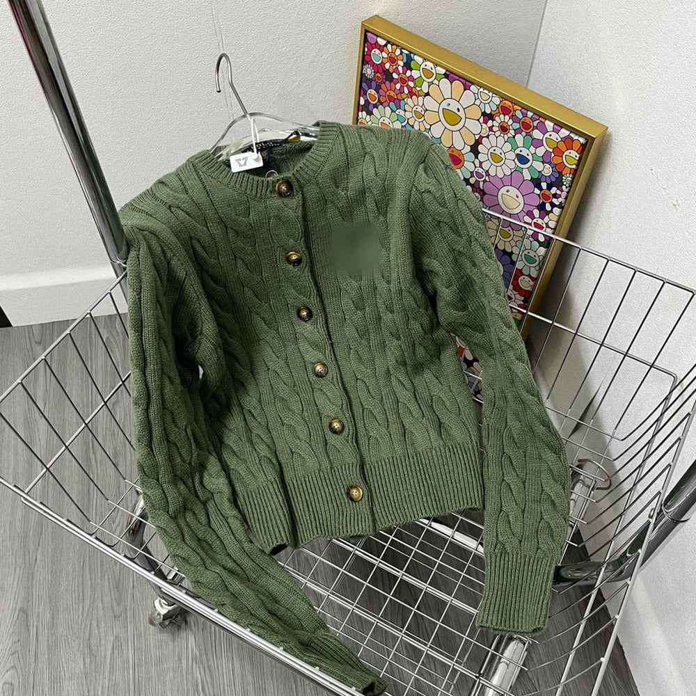 Sunves Cable Knit Cardigan in moss