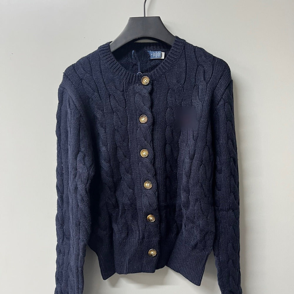 Sunves Cable Knit Cardigan in navy