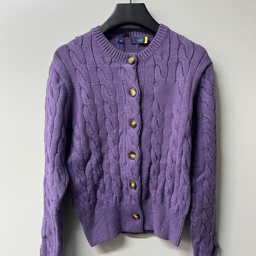 Sunves Cable Knit Cardigan in purple
