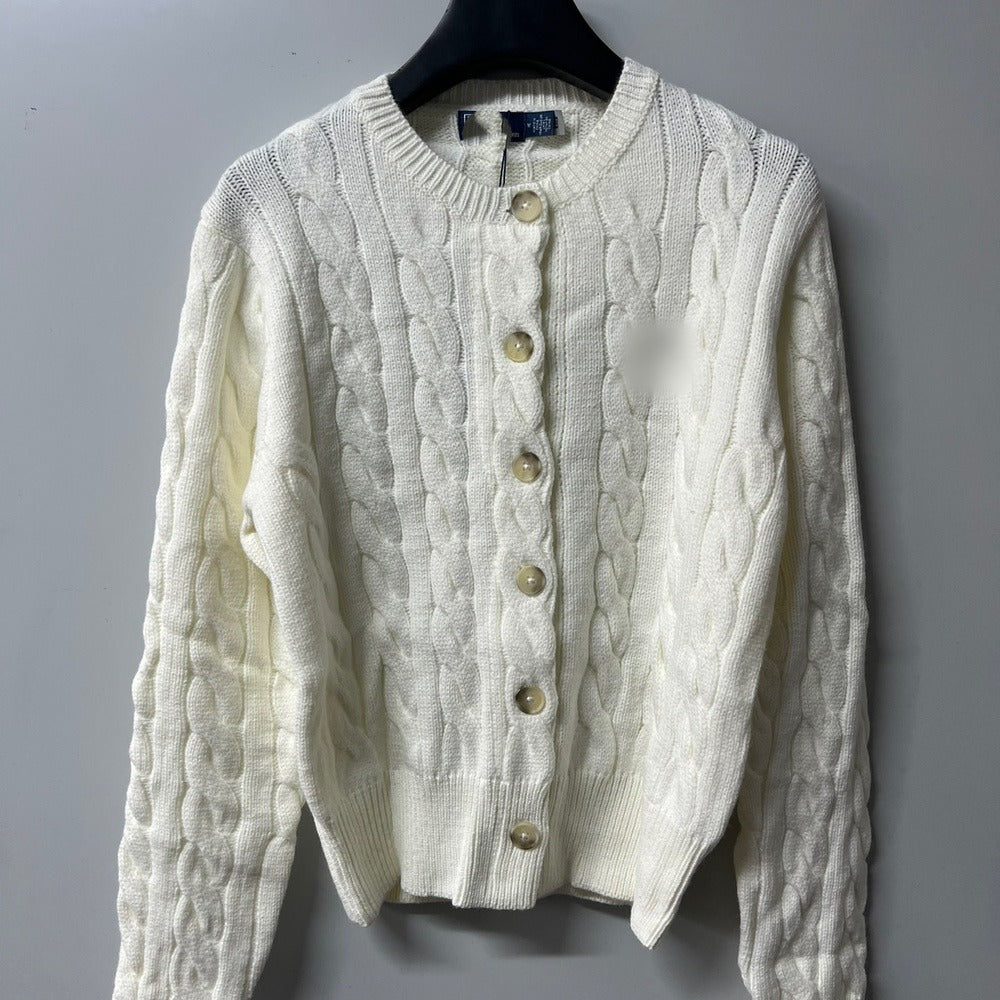 Sunves Cable Knit Cardigan in white