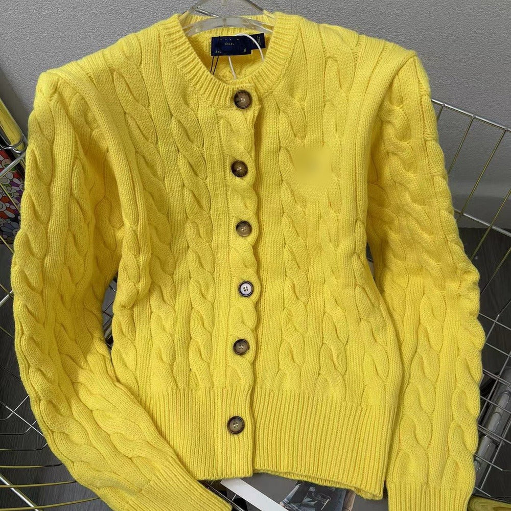 Sunves Cable Knit Cardigan in yellow