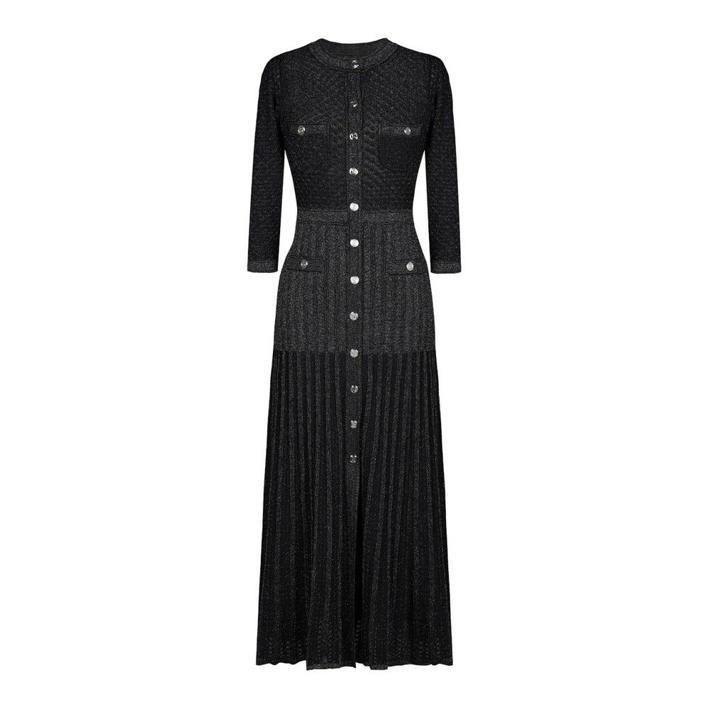 Sunves Lurex Knit Dress in black, front