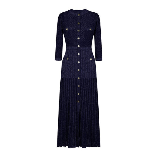 Sunves Lurex Knit Dress in navy, front