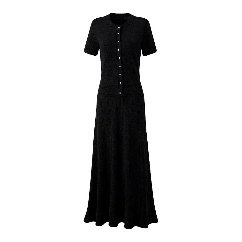 Sunves Pointelle Maxi Dress in black