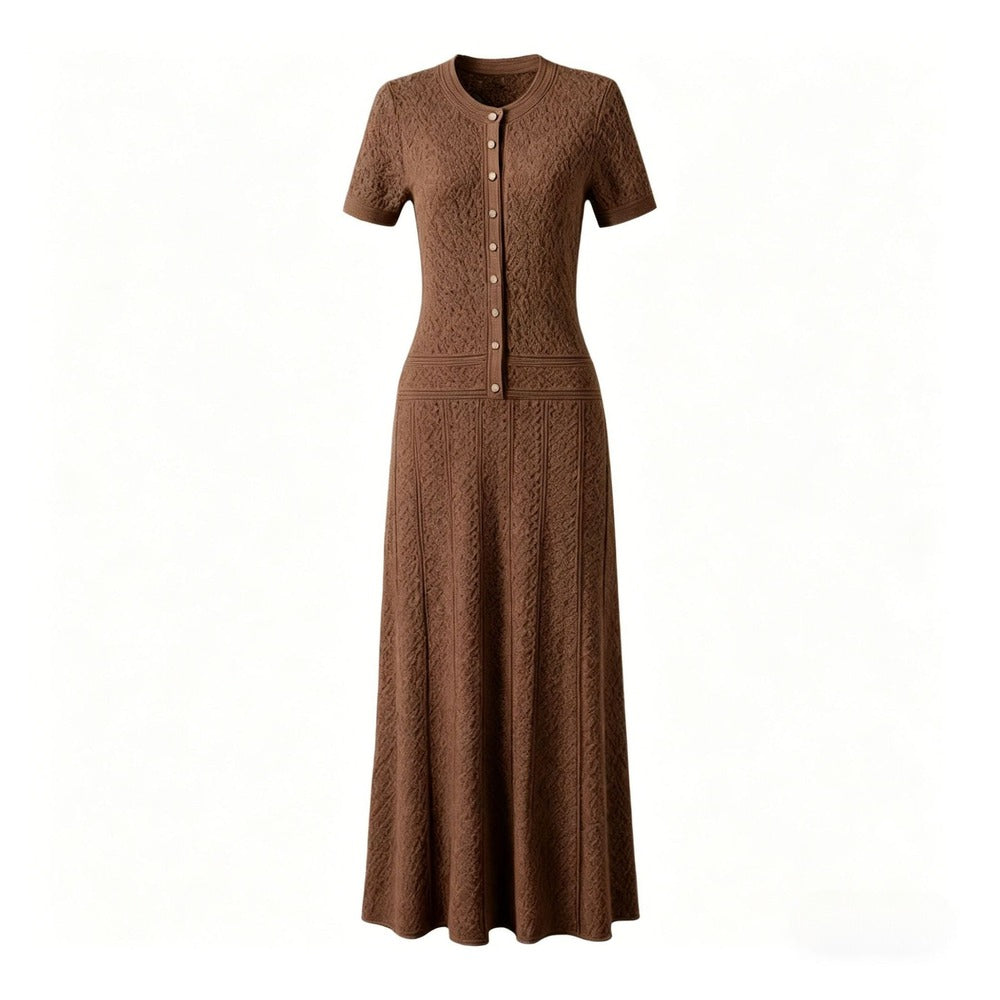 Sunves Pointelle Maxi Dress in brown