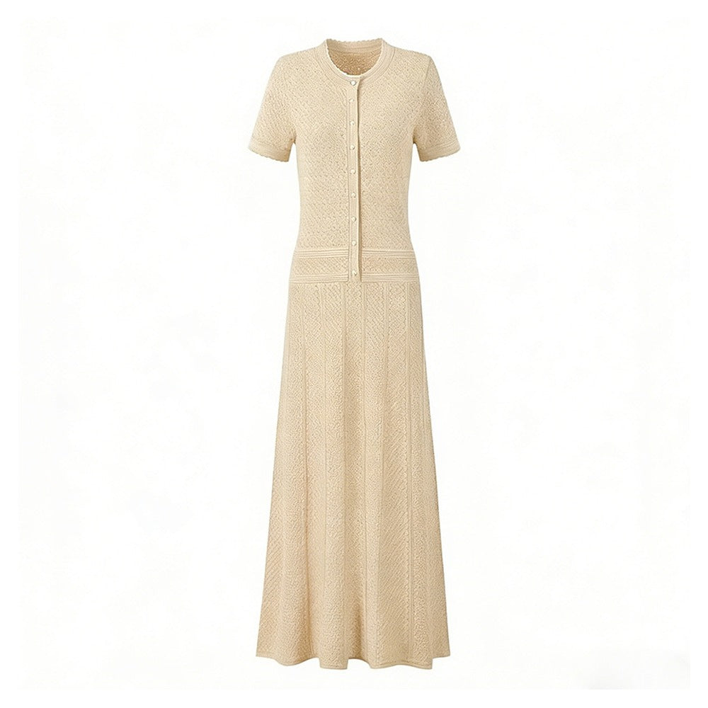 Sunves Pointelle Maxi Dress in cream