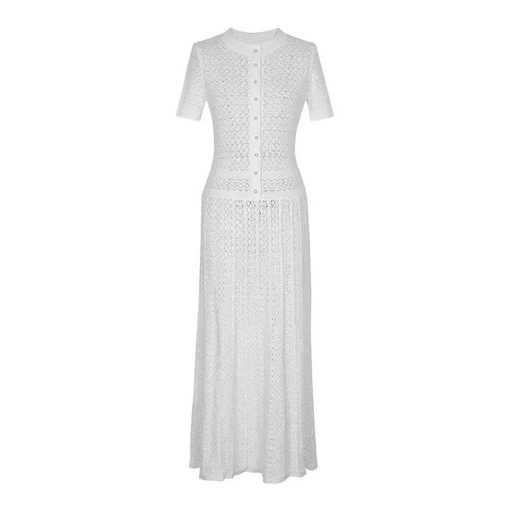 Sunves Pointelle Maxi Dress in white