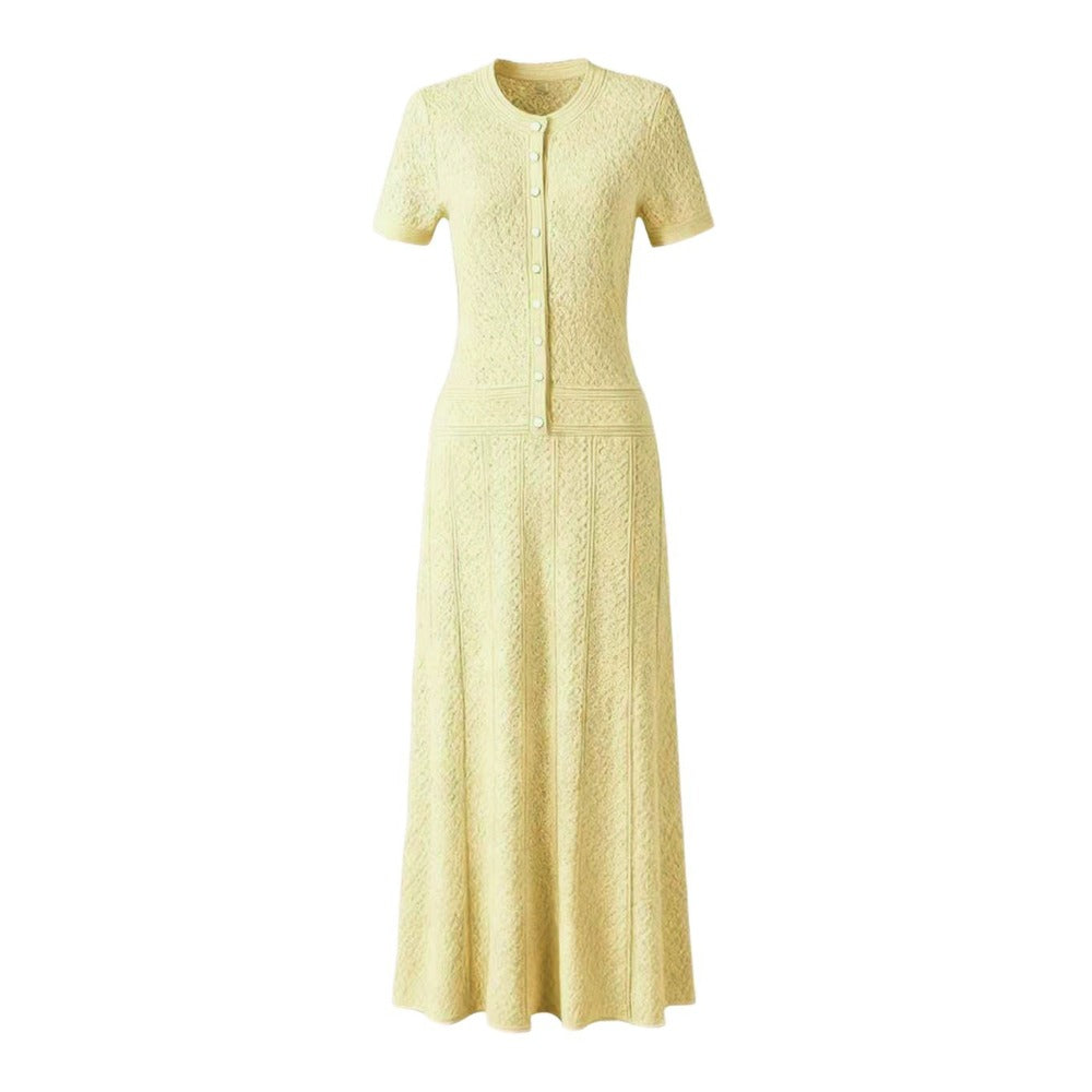 Sunves Pointelle Maxi Dress in yellow