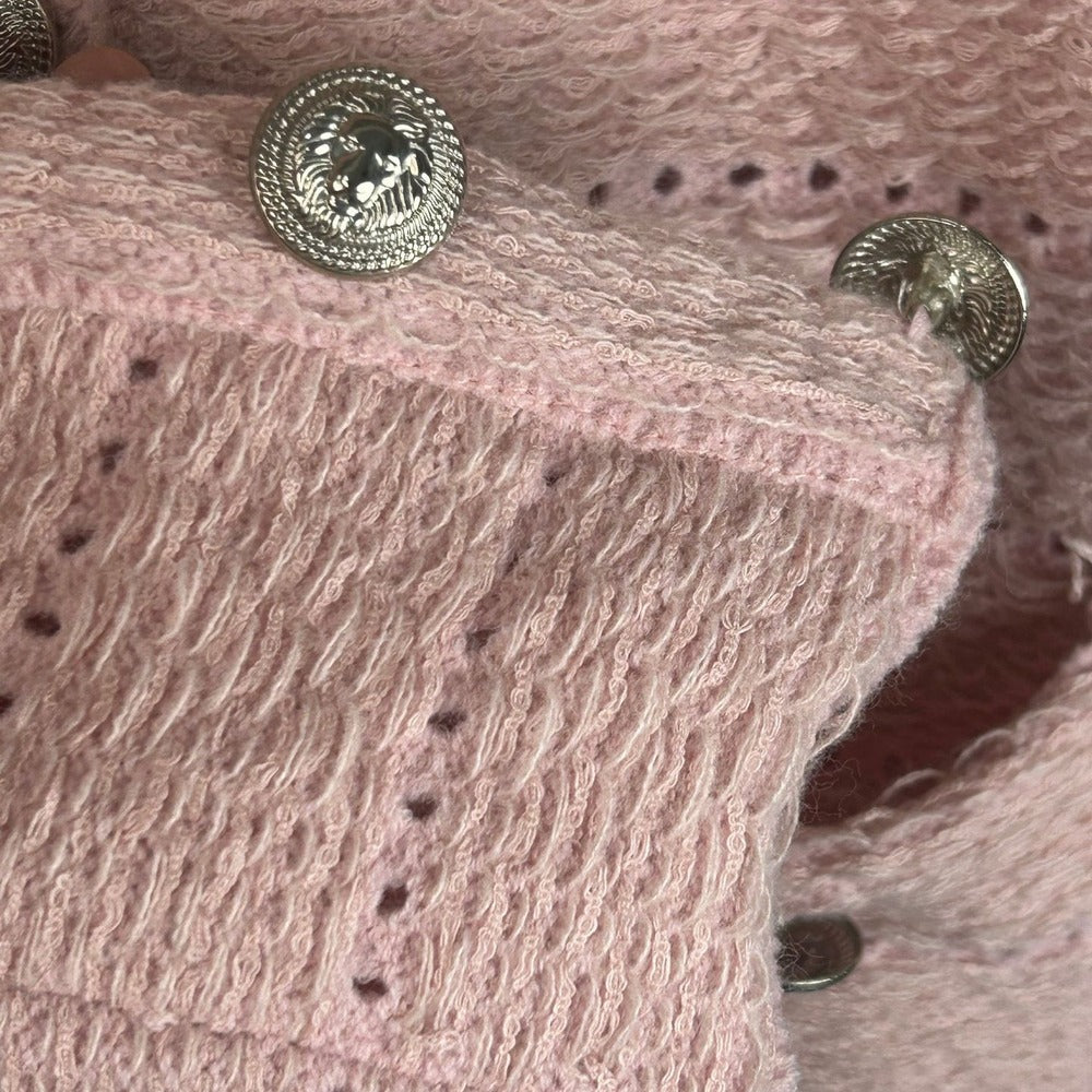 Sunves Tweed Knit Jacket, button close-up