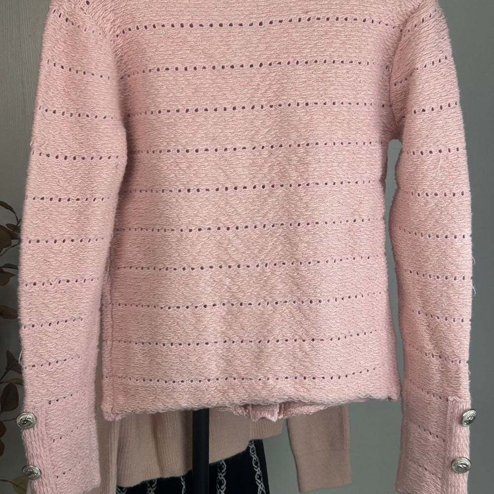 Sunves Tweed Knit Jacket in pink, back