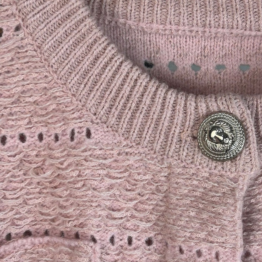 Sunves Tweed Knit Jacket, neckline and buttons