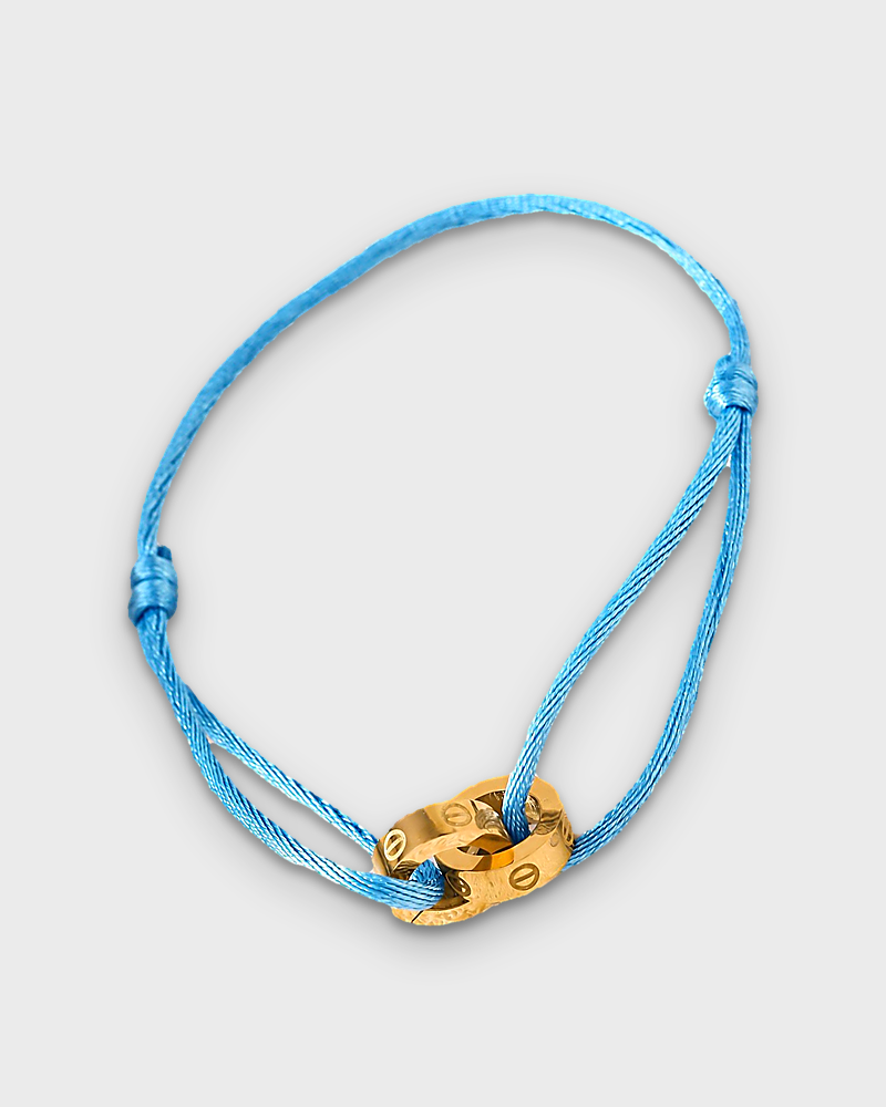 SUNVES MIDNIGHT BRACELET, blue cord with gold rings, studio v3