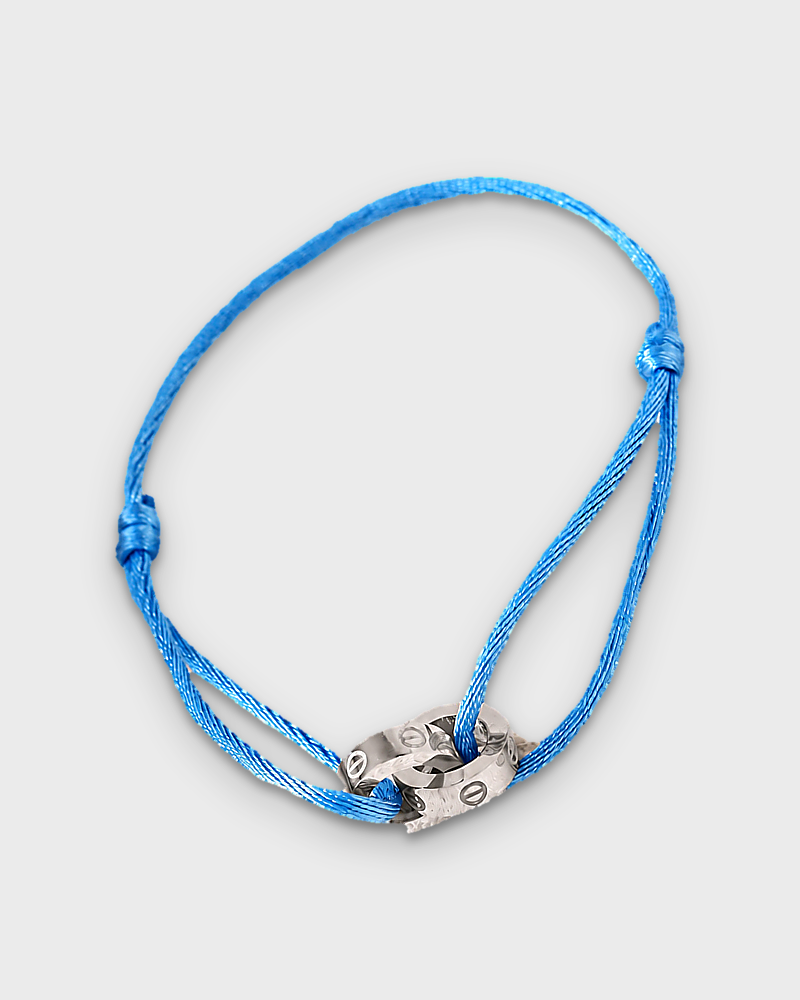 SUNVES MIDNIGHT BRACELET, blue cord with silver rings, studio v3