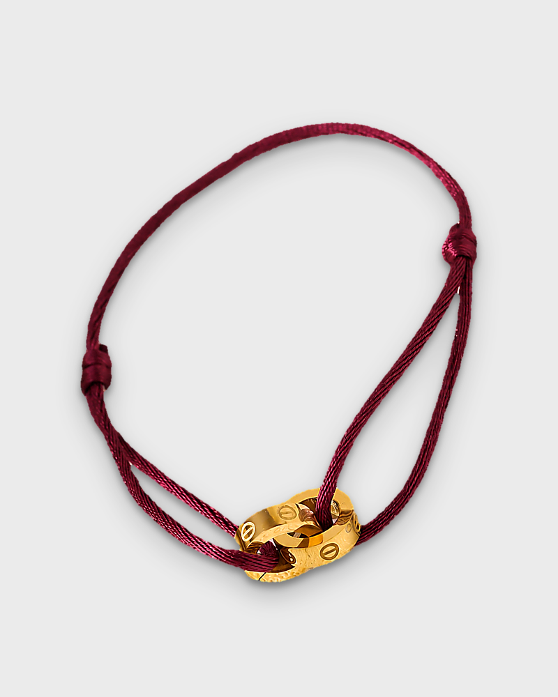 SUNVES MIDNIGHT BRACELET, burgundy cord with gold rings, studio v3