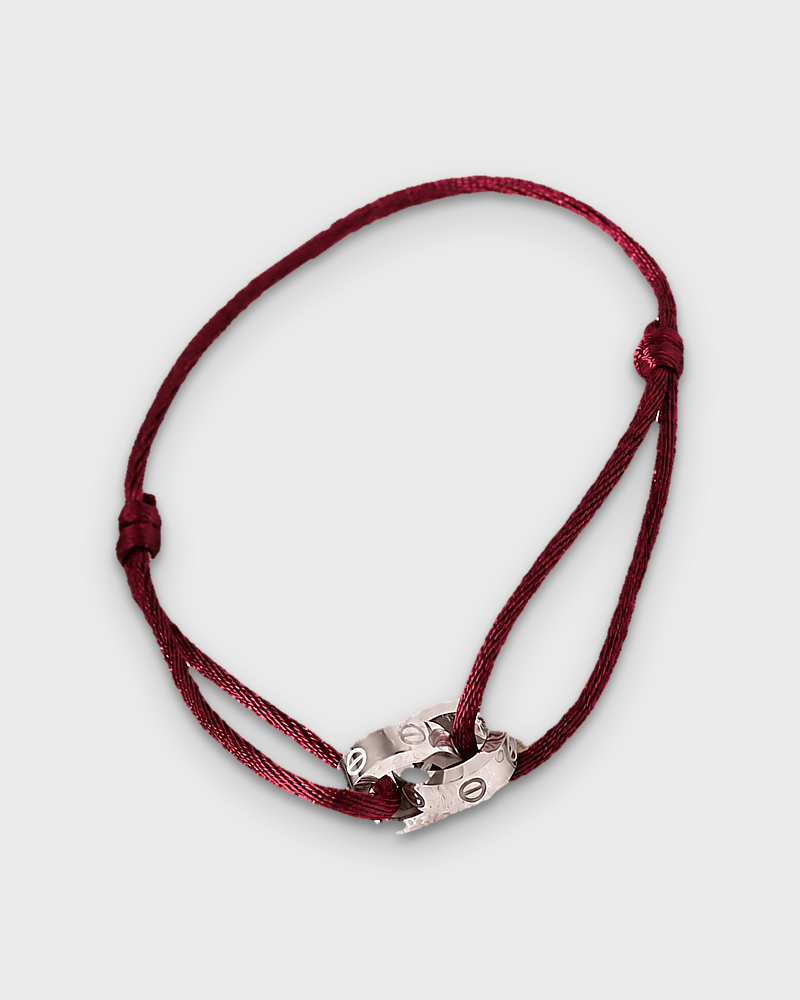 SUNVES MIDNIGHT BRACELET, burgundy cord with silver rings, studio v3