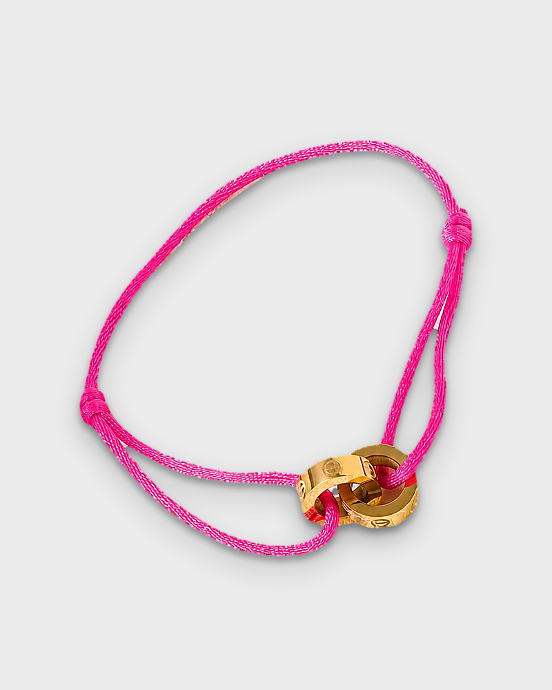 SUNVES MIDNIGHT BRACELET, fuchsia cord with gold rings, studio v3