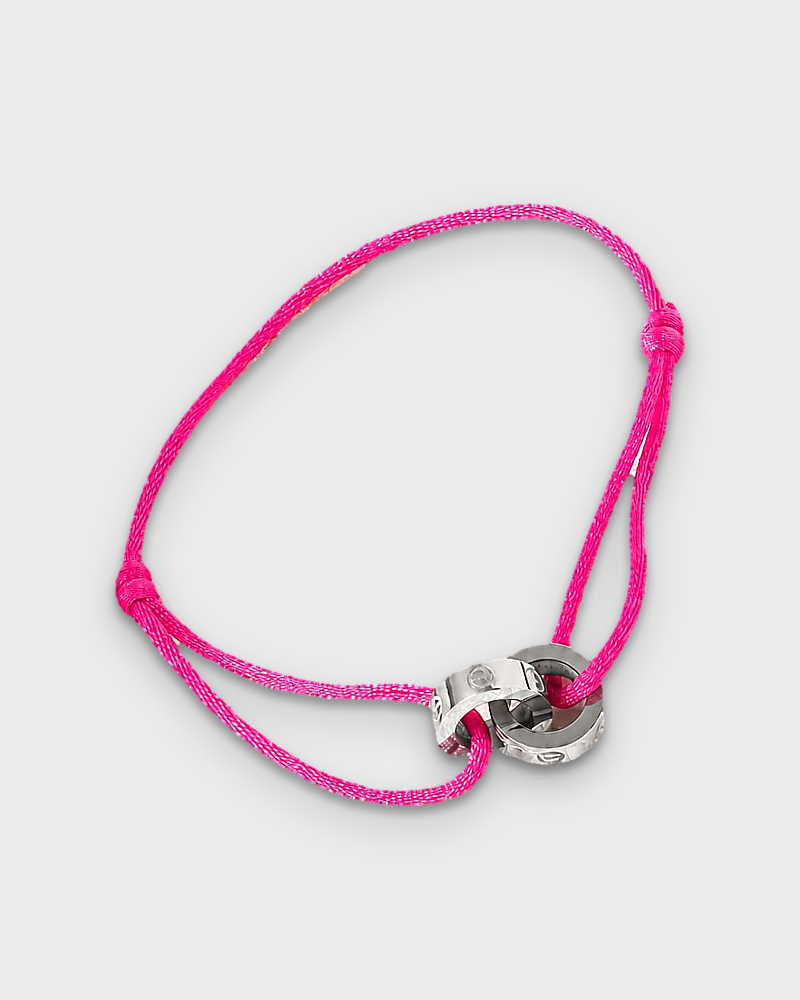 SUNVES MIDNIGHT BRACELET, fuchsia cord with silver rings, studio v3