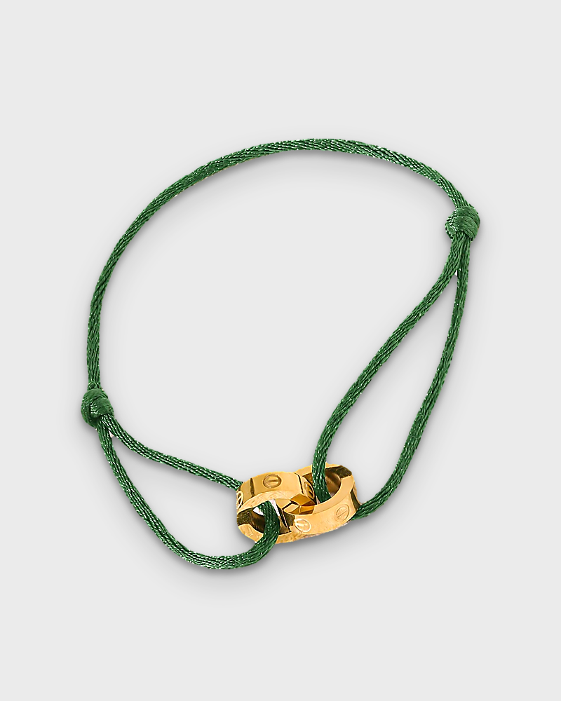SUNVES MIDNIGHT BRACELET, green cord with gold rings, studio v3
