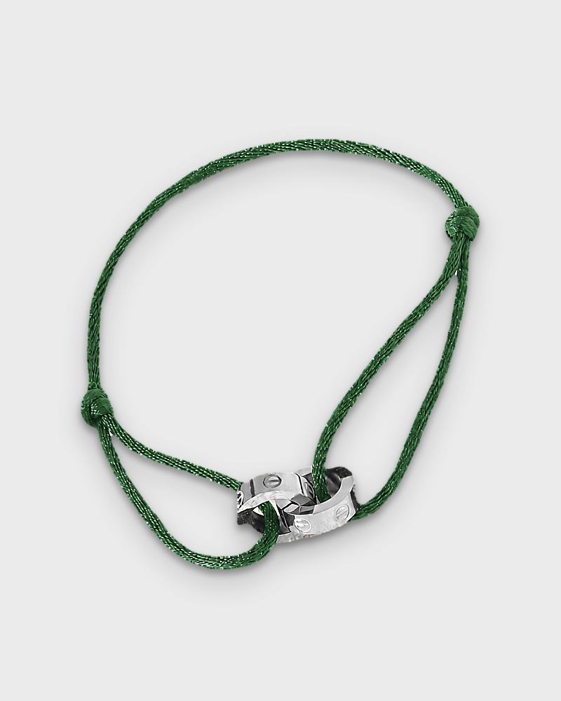 SUNVES MIDNIGHT BRACELET, green cord with silver rings, studio v3
