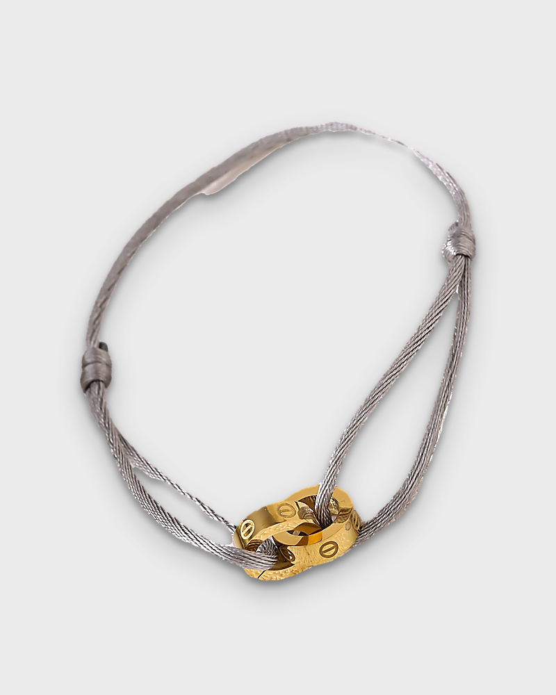 SUNVES MIDNIGHT BRACELET, grey cord with gold rings, studio v3