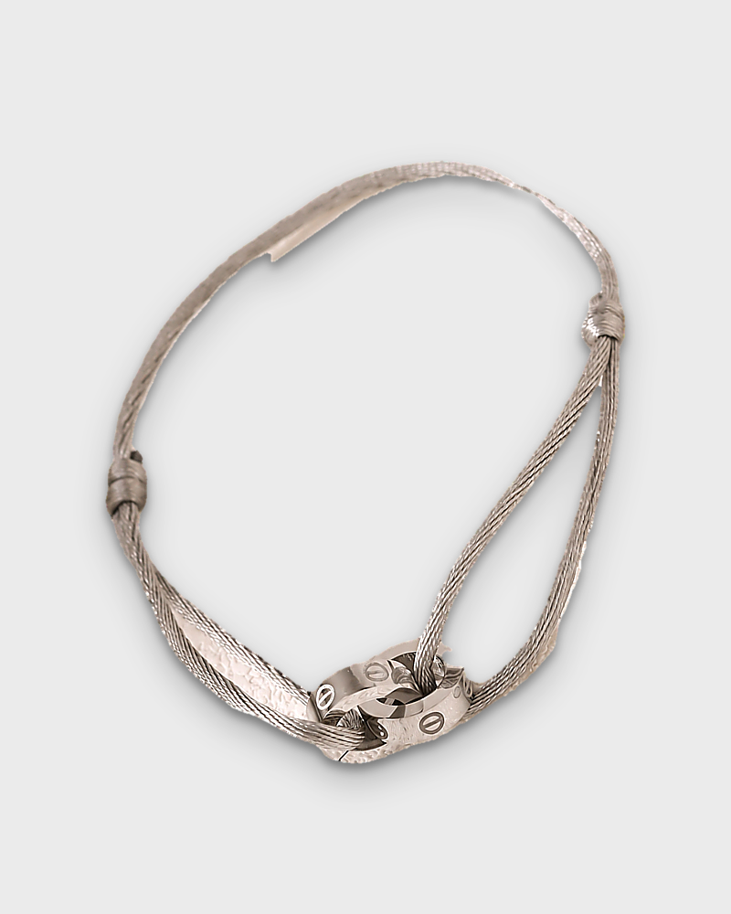 SUNVES MIDNIGHT BRACELET, grey cord with silver rings, studio v3